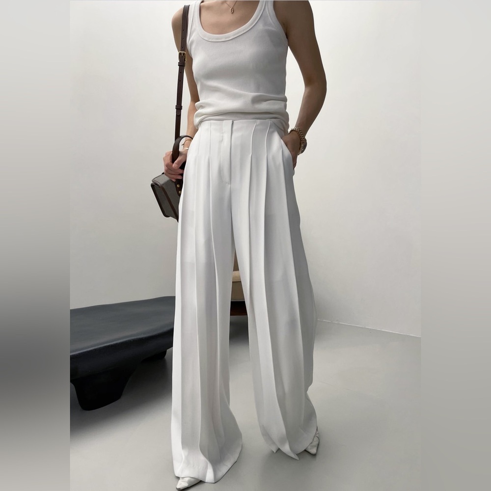 The Frankie Shop DILLON PLEATED PANTS - WHITE